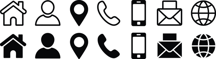 Essential Contact and Navigation Icon Collection © MdMizanur