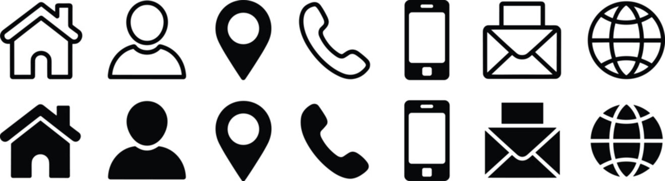 Essential Contact and Navigation Icon Collection