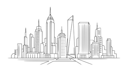 Obraz premium Minimalist City Skyline Line Art Vector Illustration