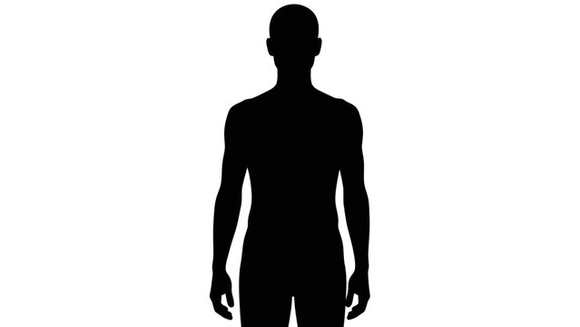 Silhouette of a Man Standing, Full Body, Isolated on White Background