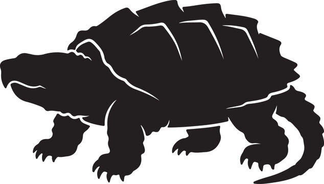 Black silhouette of an alligator snapping turtle