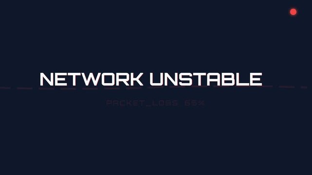 Dynamic Network Instability Warning with Increasing Packet Loss Percentage and Red Alert Indicator, symbolizing connectivity issues, data transmission problems, and system failure alerts