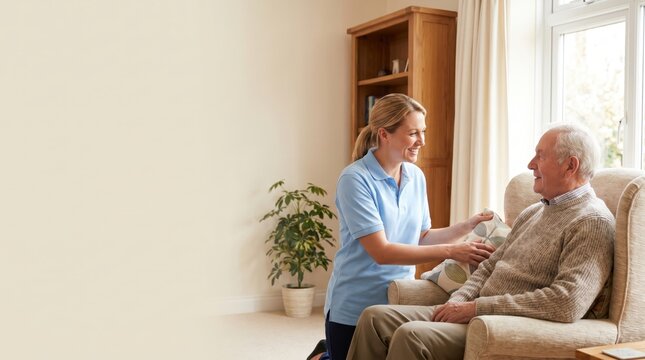 Caregiver helping patient at home for World Lungs Day
