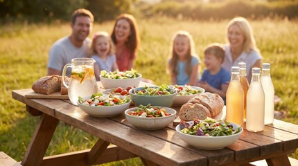 Family Summer Bank Holiday Picnic Lunch Outdoors