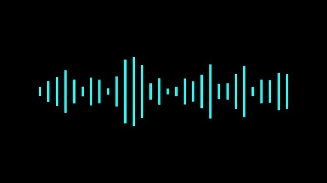 Sound wave audio spectrum black background, audio waveform spectrum animation.4k abstract music sound wave or audio wavefrom isolated on black background.Audio waves Animated on black background