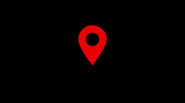 Location map pin pointer red icon 2d marker navigation symbol on transparent background.4K video animation