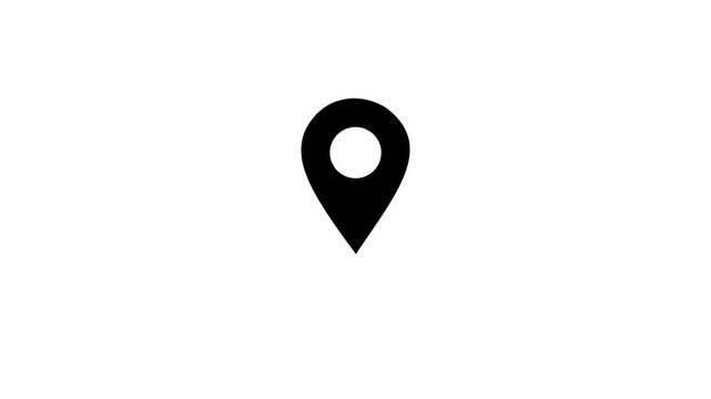 Location map pin pointer red icon 2d marker navigation symbol on transparent background.4K video animation