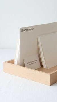 Neutral Color Samples in Wooden Tray for Low Attention Span Design Inspiration