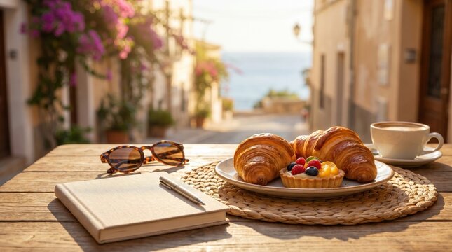 Summer Bank Holiday Cafe Pastries with Sea View