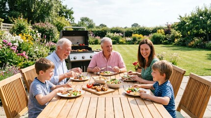 Family Barbecue Celebration on Summer Bank Holiday