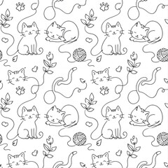 Fototapeta premium seamless pattern with cats