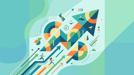 Fototapeta premium Abstract Business Growth Concept With Upward Arrows And Charts. EPS Editable. Vector Illustrations.