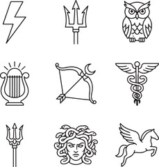 Fototapeta premium Greek Mythology Line Icons Premium Editable Stroke Vector Set