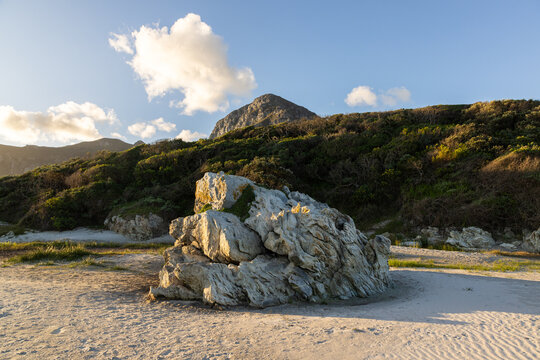 low tide at sunset and dusk, Grotto Beach, Hermanus, South Africa