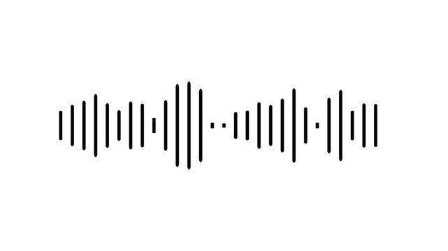 A microphone icon with white animated equalizer. Animation for video podcast, broadcast, radio, intro or opener. Music or sound vizualization with sound wave, frequency in the dark blue background.