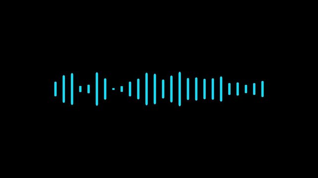 A microphone icon with white animated equalizer. Animation for video podcast, broadcast, radio, intro or opener. Music or sound vizualization with sound wave, frequency in the dark blue background.