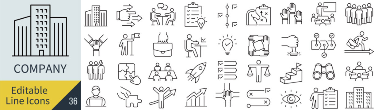 線の編集ができる会社に関するアイコンセット（アウトライン化していない）
