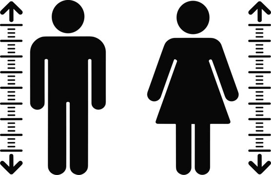Male and Female Height Measurement Icons with Rulers