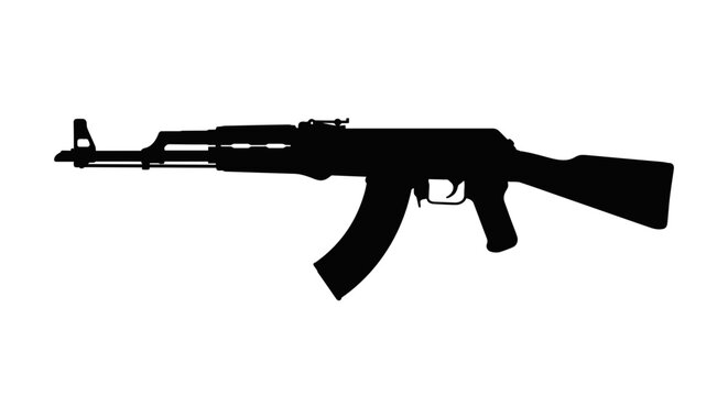 Black AK47 rifle silhouette vector
