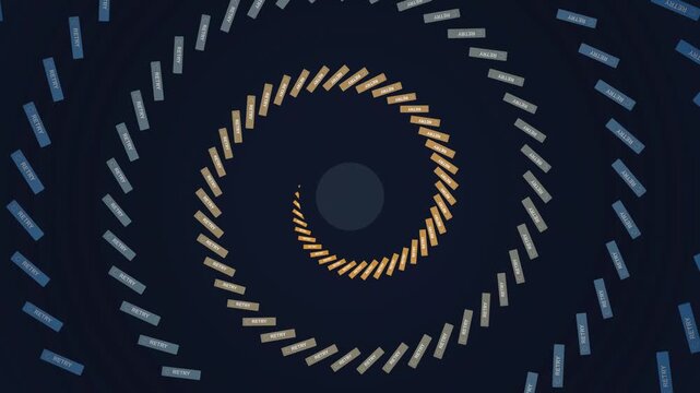 Rotating Digital Vortex Animation with Retry Button Interface in a Futuristic Minimalist Style