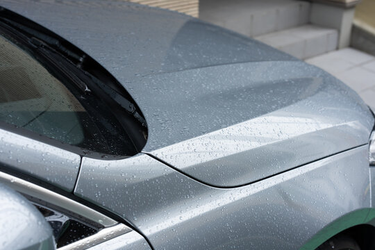 車　水滴　雨