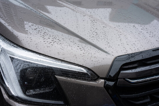 車　水滴　雨