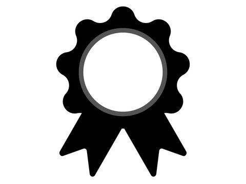 Black and white ribbon badge icon symbol