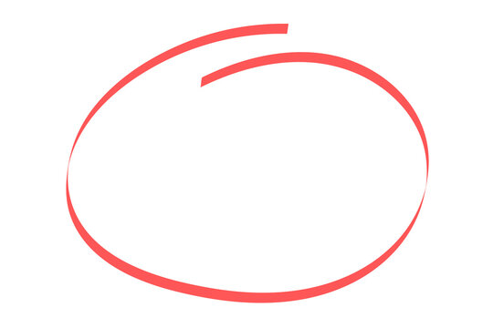 Red hand drawn scribble circle on white