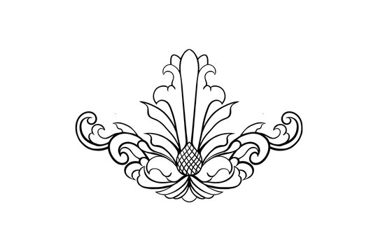Ornate black and white decorative floral vector design