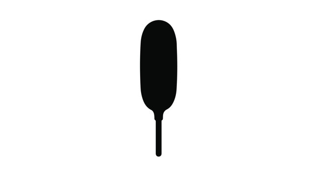 Black cotton swab silhouette on white background, simple medical or cosmetic tool icon for design and healthcare concepts