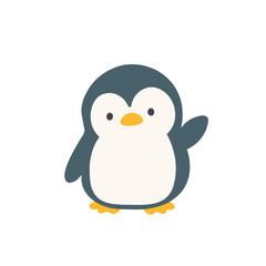 Obraz premium ペンギンと氷のイラストセット シンプルなフラットデザイン かわいい、モノクロ