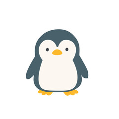 Obraz premium ペンギンと氷のイラストセット シンプルなフラットデザイン かわいい、モノクロ