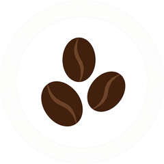 Obraz premium Minimalist vector illustration of three roasted coffee beans on a white circular background.