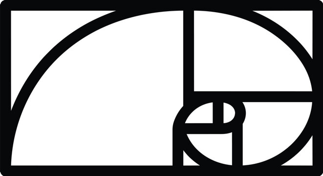 Golden ratio spiral diagram for design and composition
