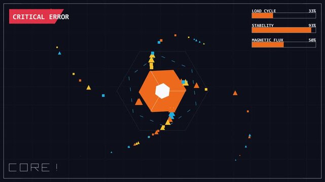Pulsing Quantum Core Meltdown Indicator with Glowing Red Energy Particles in Dark Abstract Space
