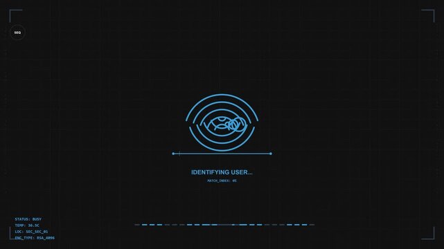Fingerprint scanning biometric authentication failure on a digital screen interface in dark mode