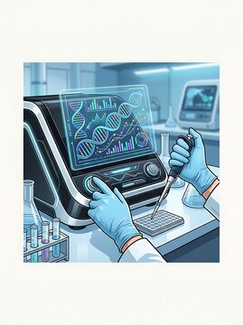 Hands of a scientist performing dna research in a modern laboratory