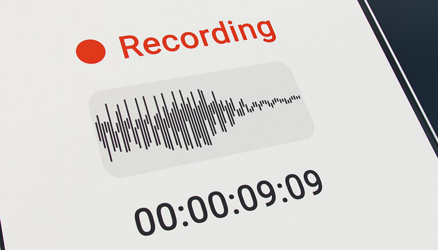 Illustration of a voice message on a smartphone screen - the voice message is currently being recorded.
