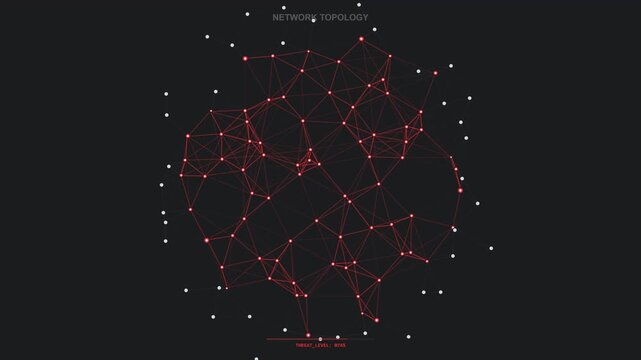 Digital network nodes spreading infection in a dark abstract cyberspace environment motion graphic