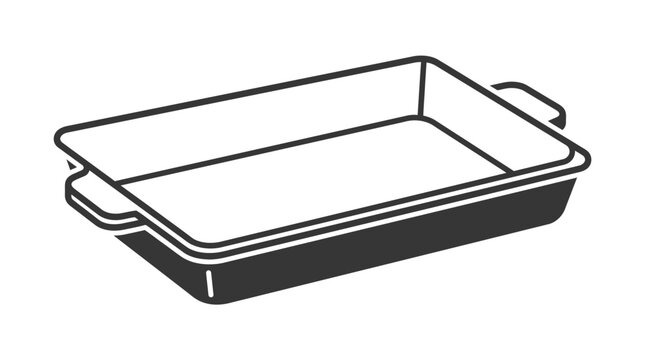Empty black rectangular ceramic baking dish icon.