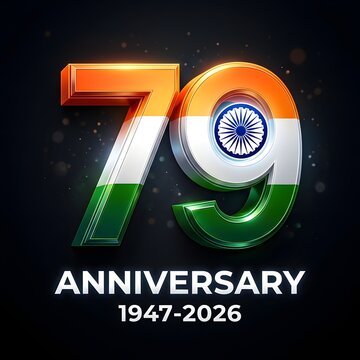 Indian 79th Independence Anniversary. Celebrating 79 years of freedom. Nationhood and patriotism concept.
