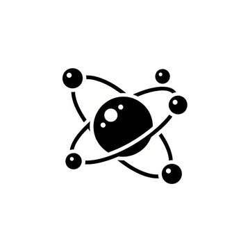 Black and white atomic structure icon design.