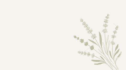 Fototapeta premium Delicate botanical illustration of lavender sprigs on a soft neutral background.