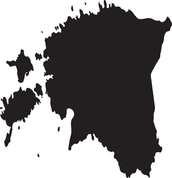 Black silhouette map of Estonia a simple vector graphic representing the countrys geography for travel or informational purposes isolated on a white background