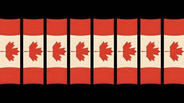 Civic holiday canadian flags repeating pattern of maple leaf banners