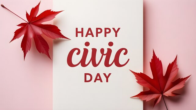 Happy civic holiday greeting with maple leaves canadian statutory holiday