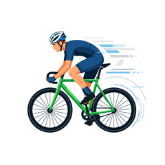 Fototapeta premium Professional Cyclist Racing Green Road Bike Vector. Sport Fitness Marketing. Flexible Layout. Copy Space.