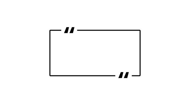 White Minimalist Animated Quote Box Frame with Speech Quotation Marks Motion Graphic Loop Isolated on motion Background for Video Title Overlay
