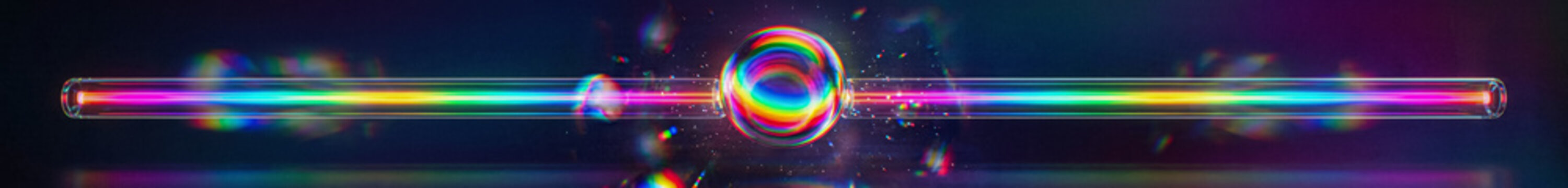 Abstract rainbow light spectrum beam and orb