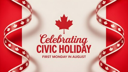 Civic holiday celebration canadian maple leaf and ribbon design for august